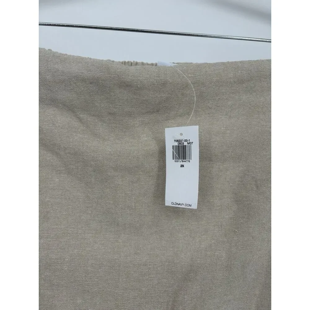 Old Navy 2X Beige Linen Blend Wrap Skort Pull On Shorts Skirt Plus Size